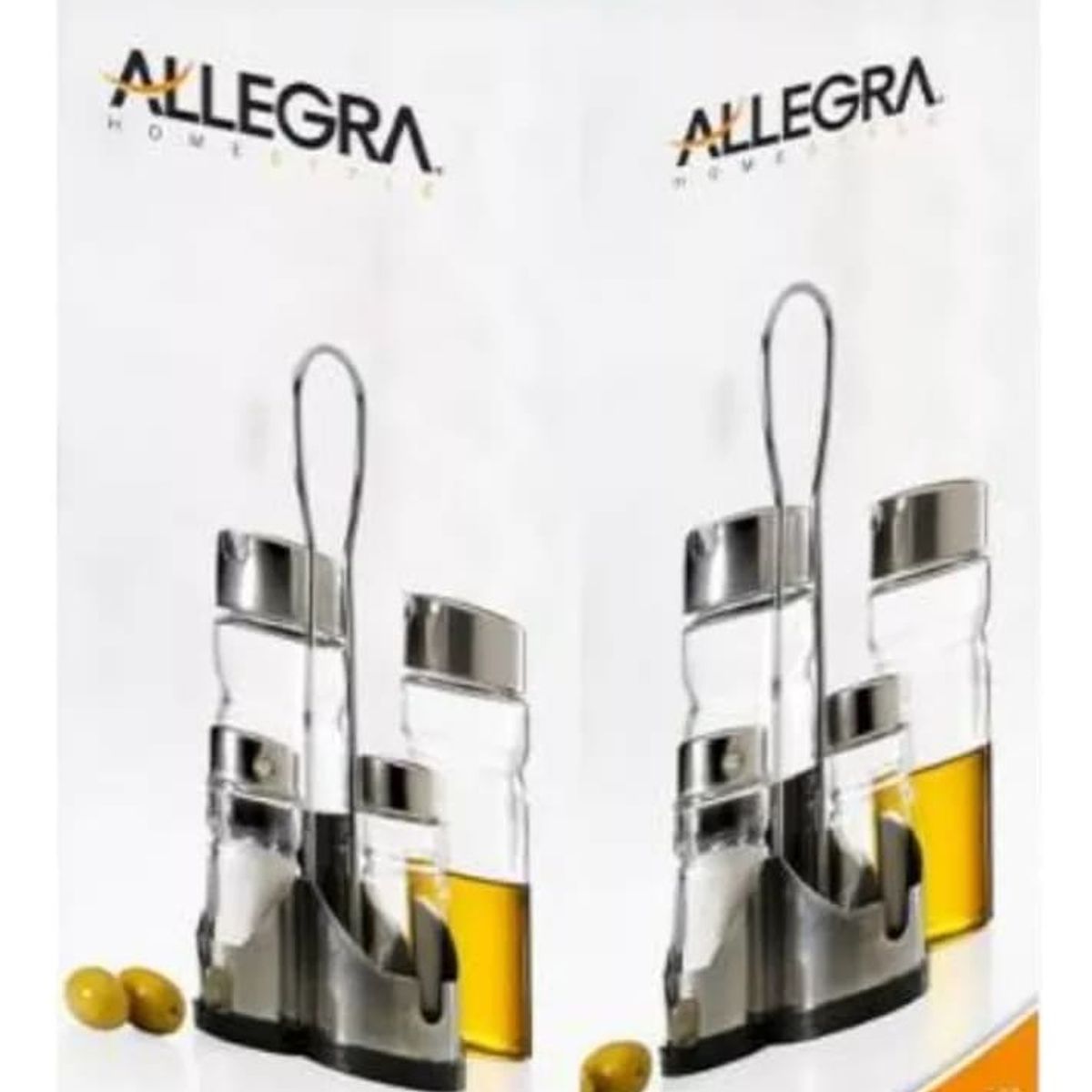 ALLEGRA - Set de Alcuza 5 Piezas Allegra Diseño Clasico Aceite Sal