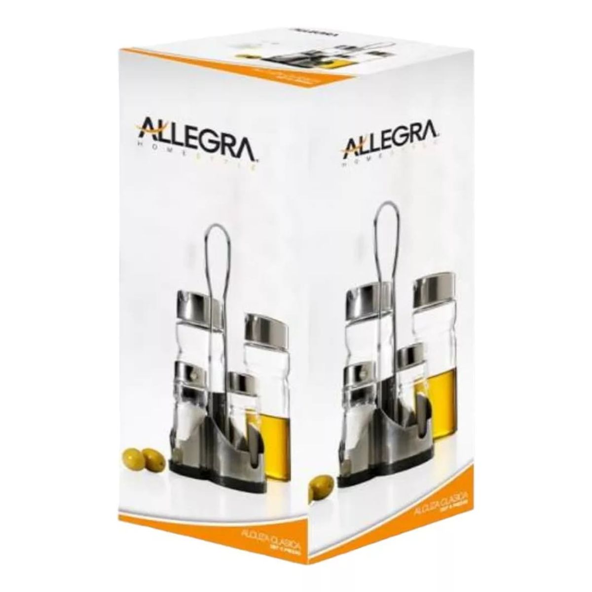 ALLEGRA - Set de Alcuza 5 Piezas Allegra Diseño Clasico Aceite Sal