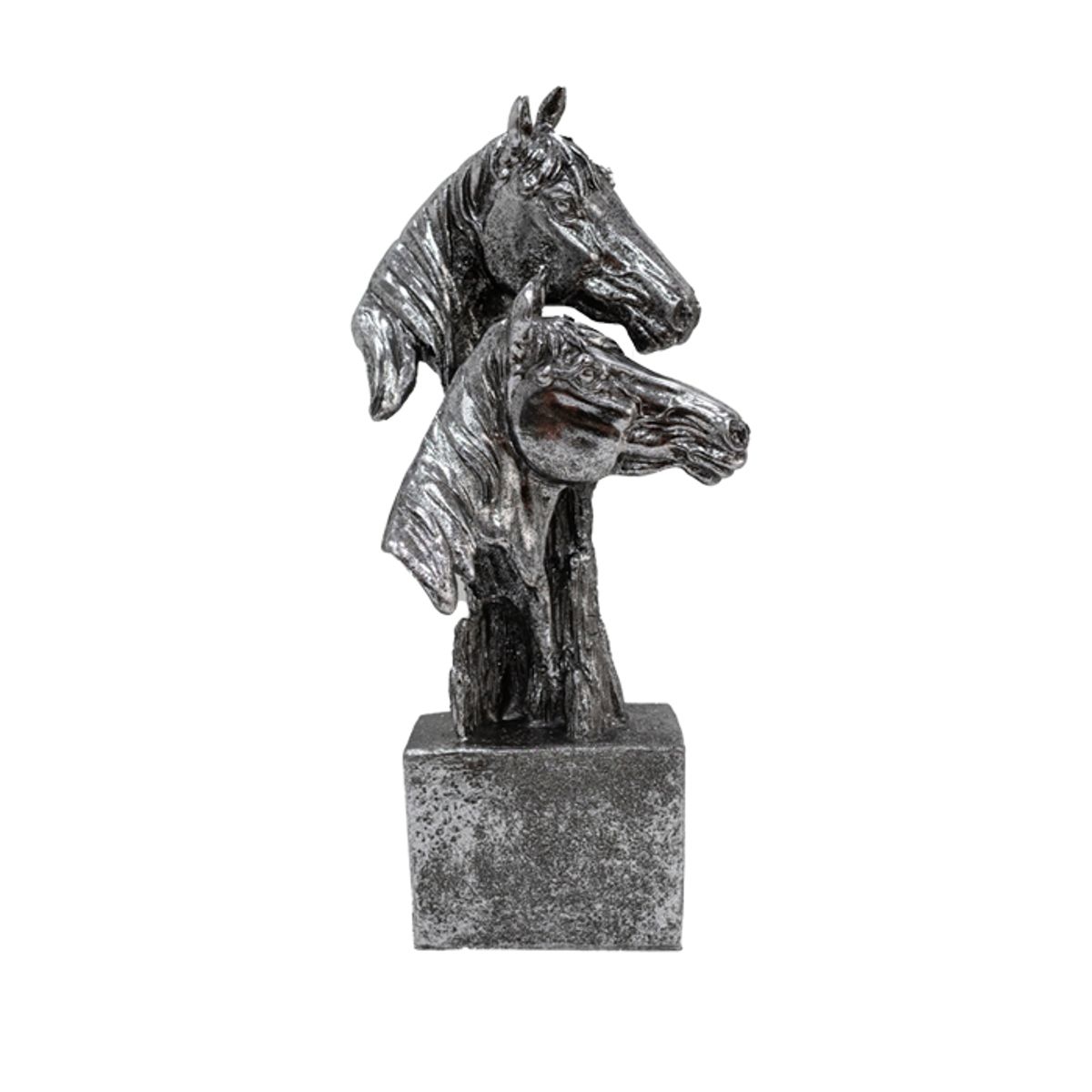 MSA MUEBLES SANTA ANA - Figura busto Caballo Plata 35 Cm