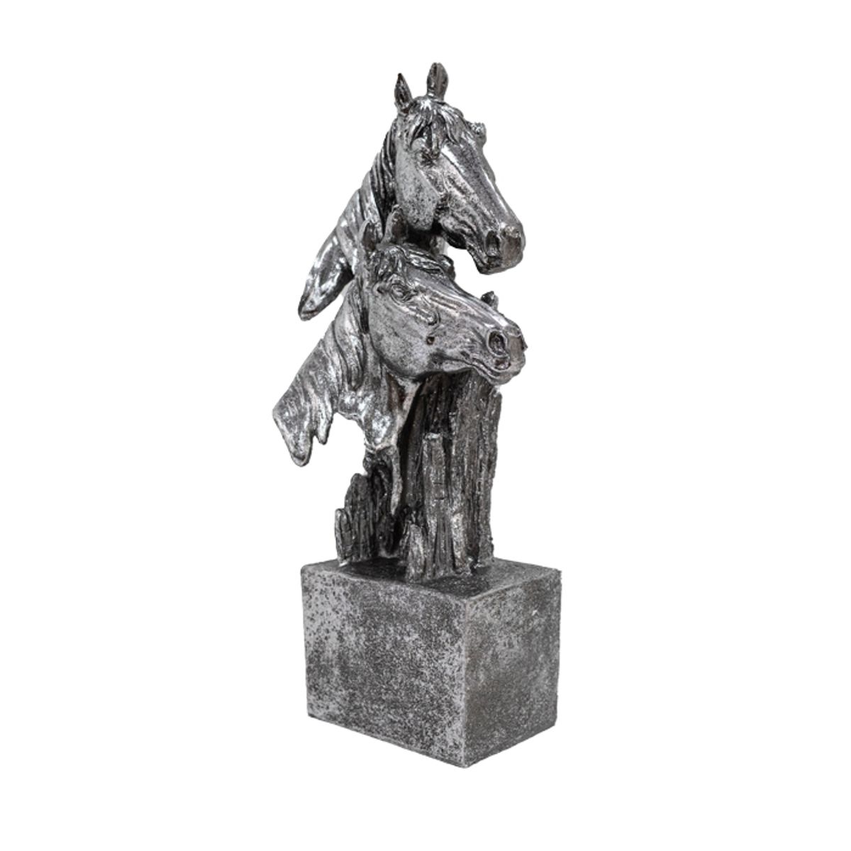 MSA MUEBLES SANTA ANA - Figura busto Caballo Plata 35 Cm