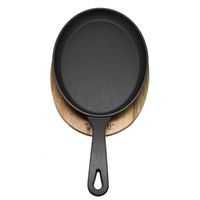 Sartén Ovalado Hierro Fundido Con Base Madera Fierro