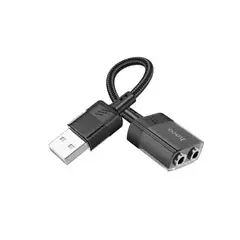 HOCO - ADAPTADOR USB A JACK DUAL NEGRO