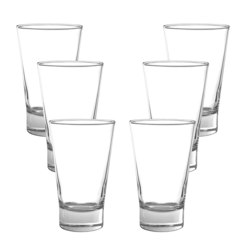 CRISTAR - Pack 6 Vasos Altos de Vidrio 394 ml Modelo London Jugo Agua