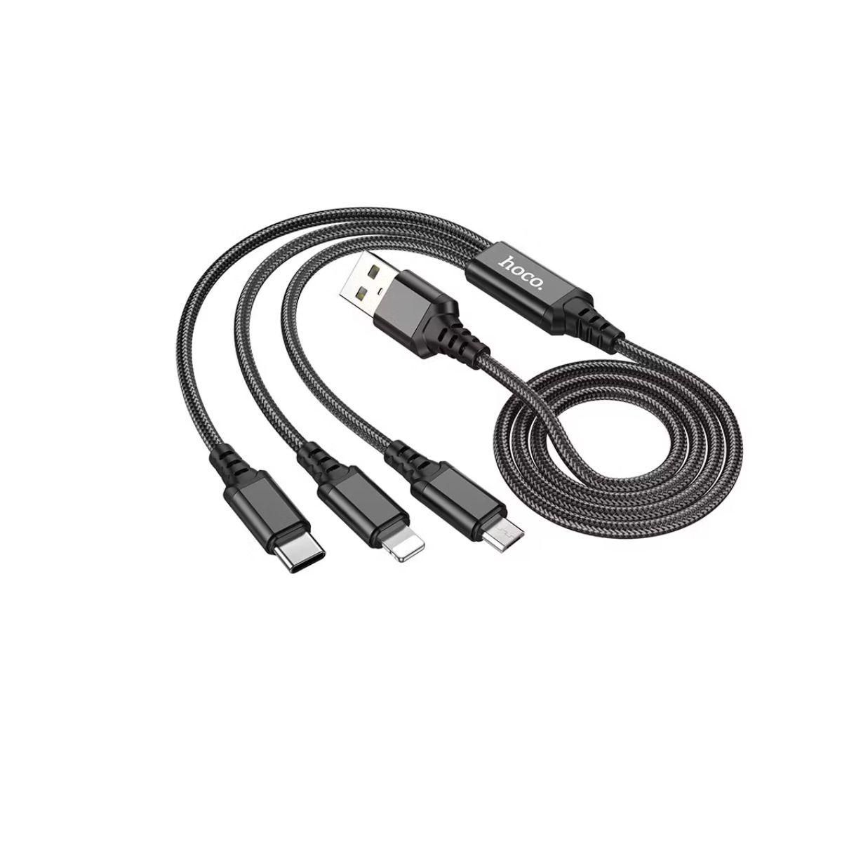 HOCO - CABLE DE CARGA 3 EN 1 NEGRO HOCO