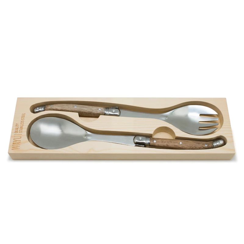 WAYU - Set 2 Utensilios Para Ensaladas Wayu Mango Madera Cocina BBQ