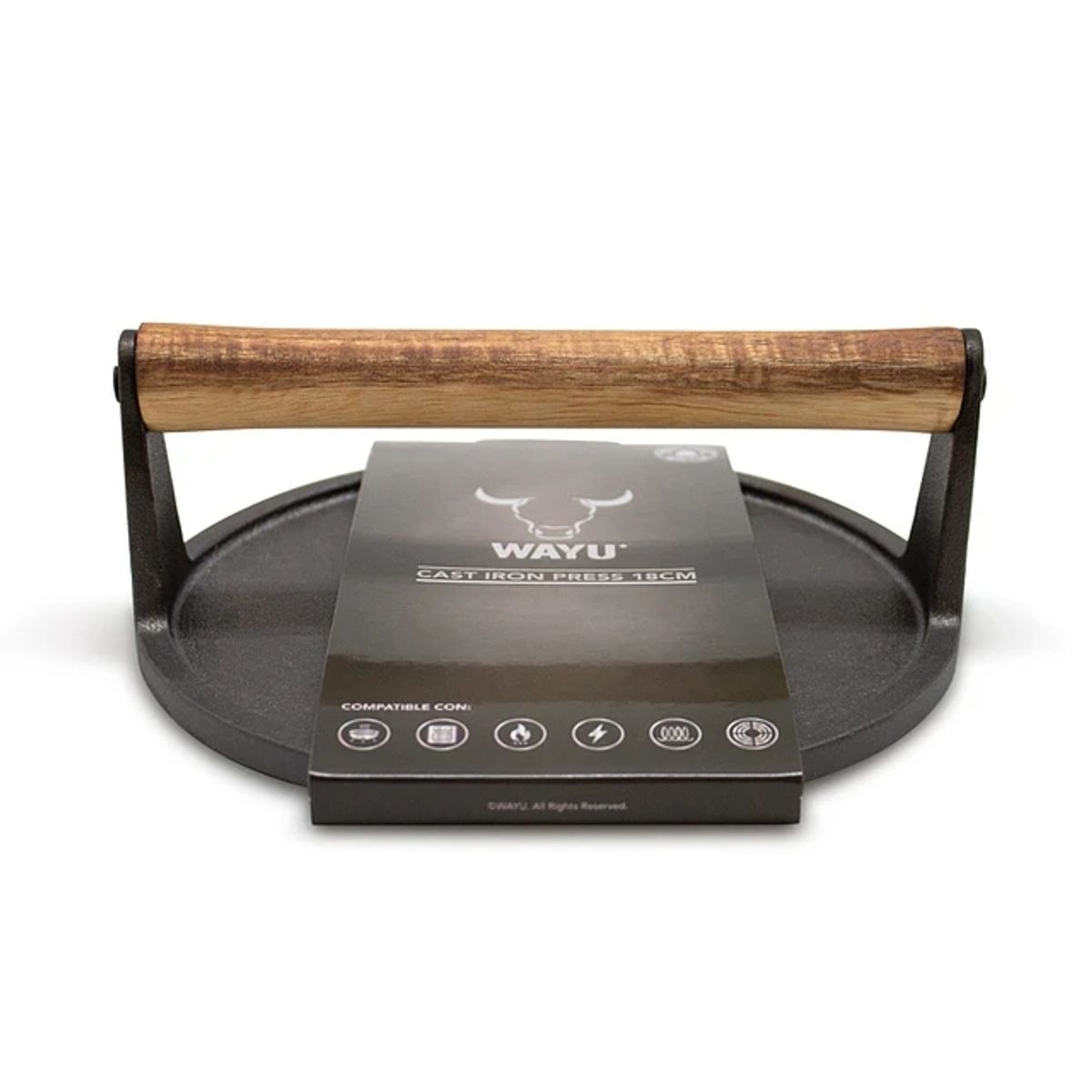 WAYU - Prensa De Hamburguesa 18cm Hierro Fundido Wayu Parilla Carne