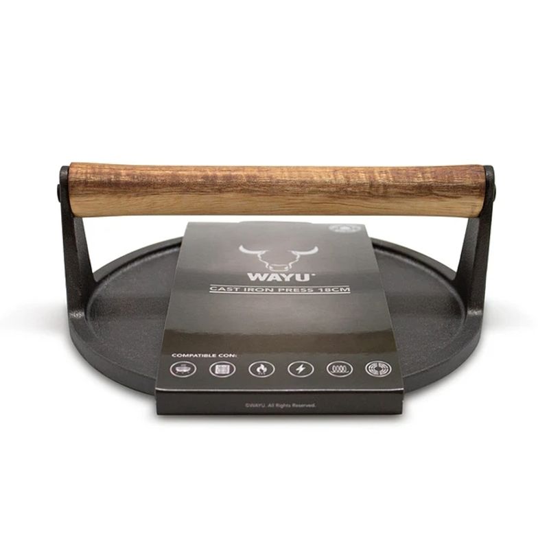 WAYU - Prensa De Hamburguesa 18cm Hierro Fundido Wayu Parilla Carne