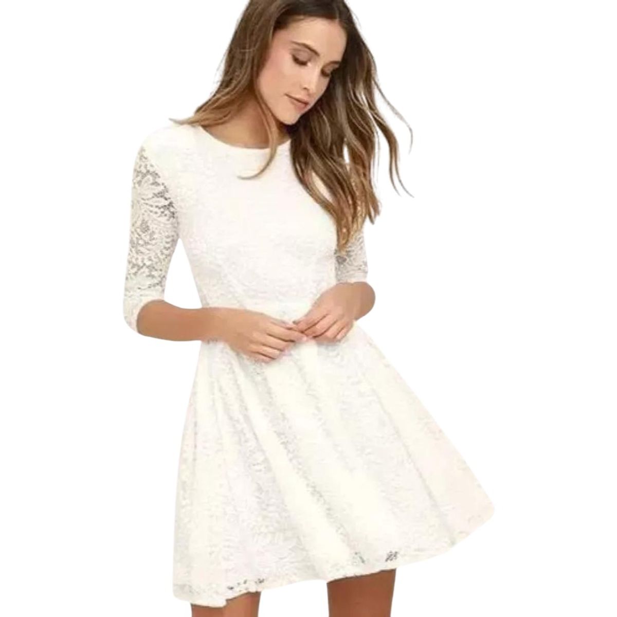 GENERICO - VESTIDO DE FIESTA TODO DE ENCAJE IDEAL PARA FIESTA CÓCTEL BODA