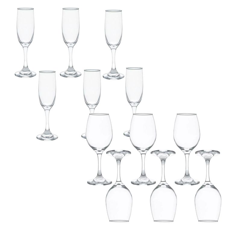 CRISTAR - Set Copas 6 Copas Champagne 6 Copas Vino Versalles Tragos