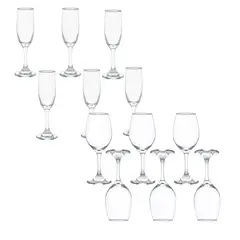 CRISTAR - Set Copas 6 Copas Champagne 6 Copas Vino Versalles Tragos