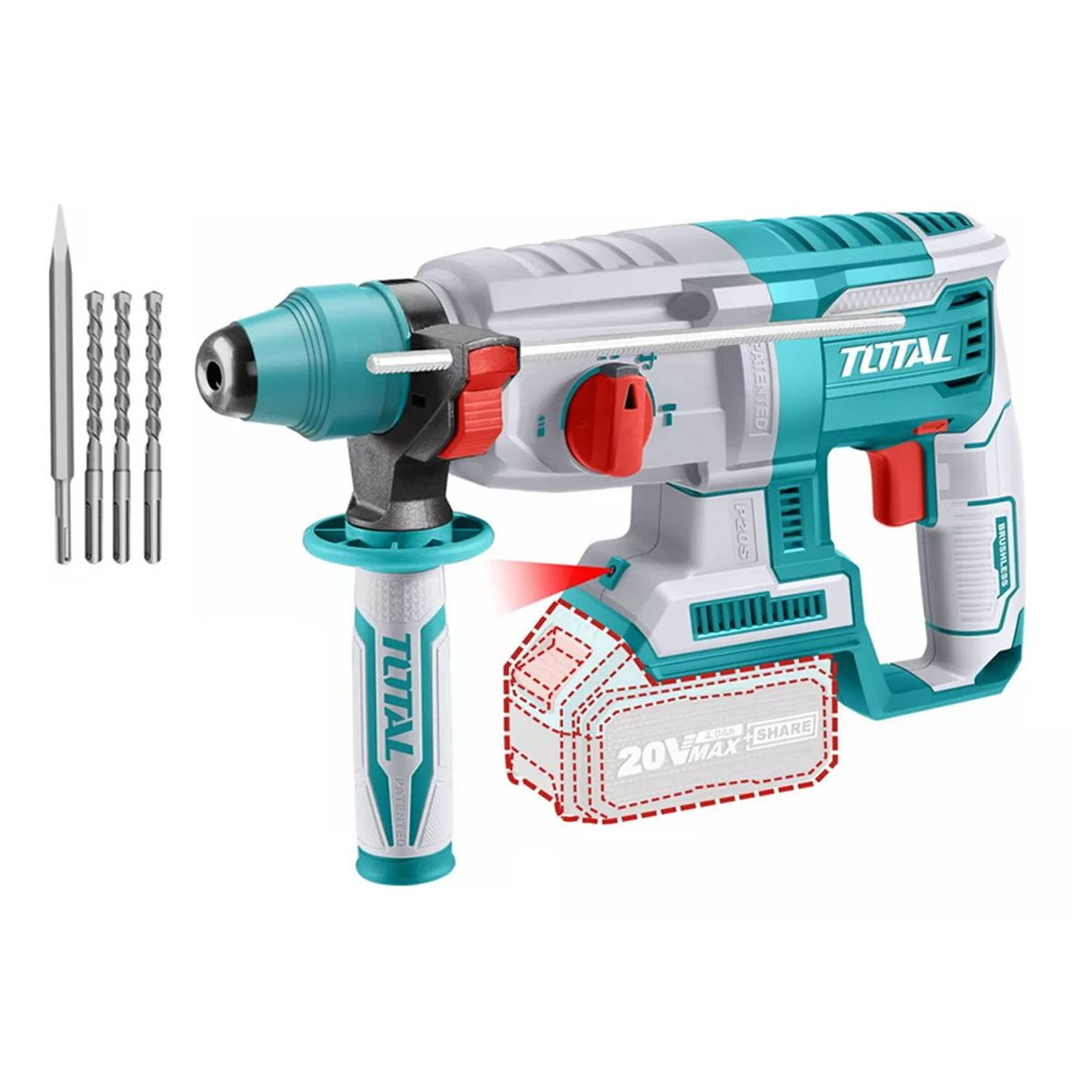 TOTAL TOOLS - Rotomartillo Inalámbrico 20v Sds Plus Total Trhli20228