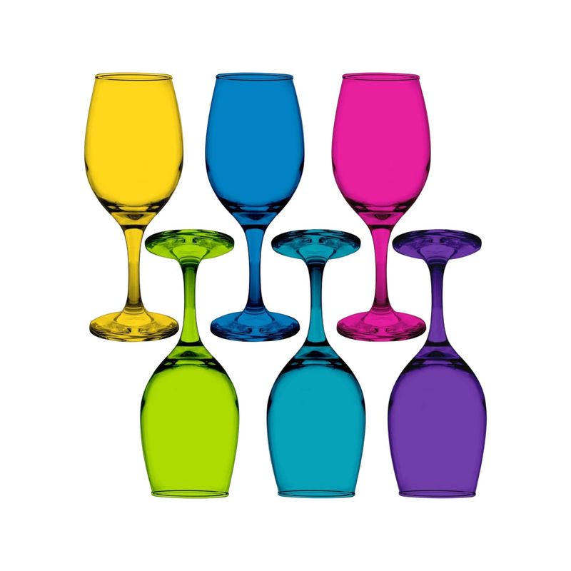 CRISTAR - Set 6 Copas Vino Rioja Full Color 386 ml Fiesta Celebracion