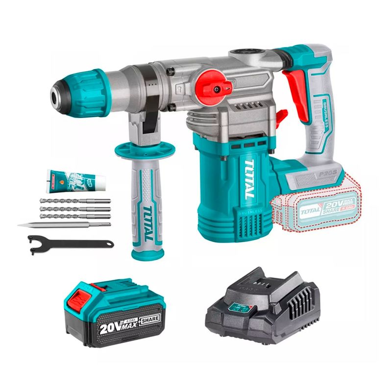 TOTAL TOOLS - Rotomartillo Sds Plus 20v Bat + Cargador Total Trhli20288