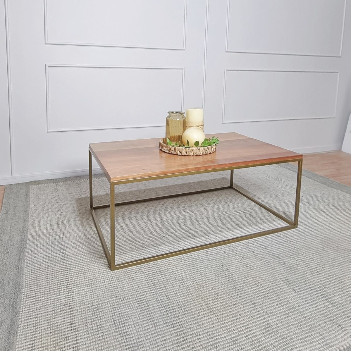 GENERICO - Mesa de Centro MCF17 Roble Base dorada