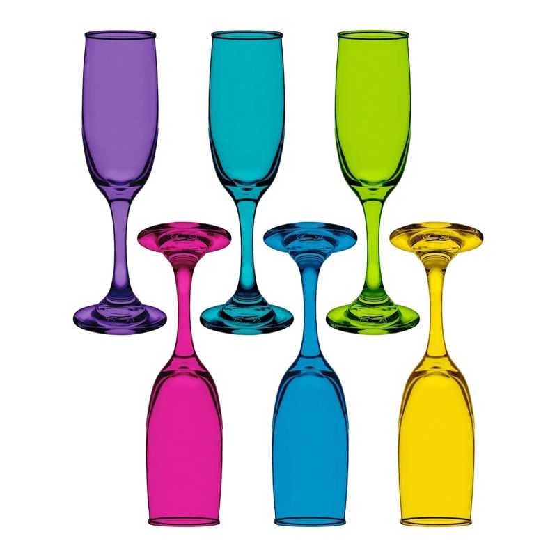 CRISTAR - Set 6 Copas Champagne Rioja Full Color 183 ml para Celebracion