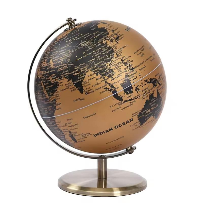 MOBII - Globo Terráqueo Político Sop. Metálico 20cm. Dorado/Negro