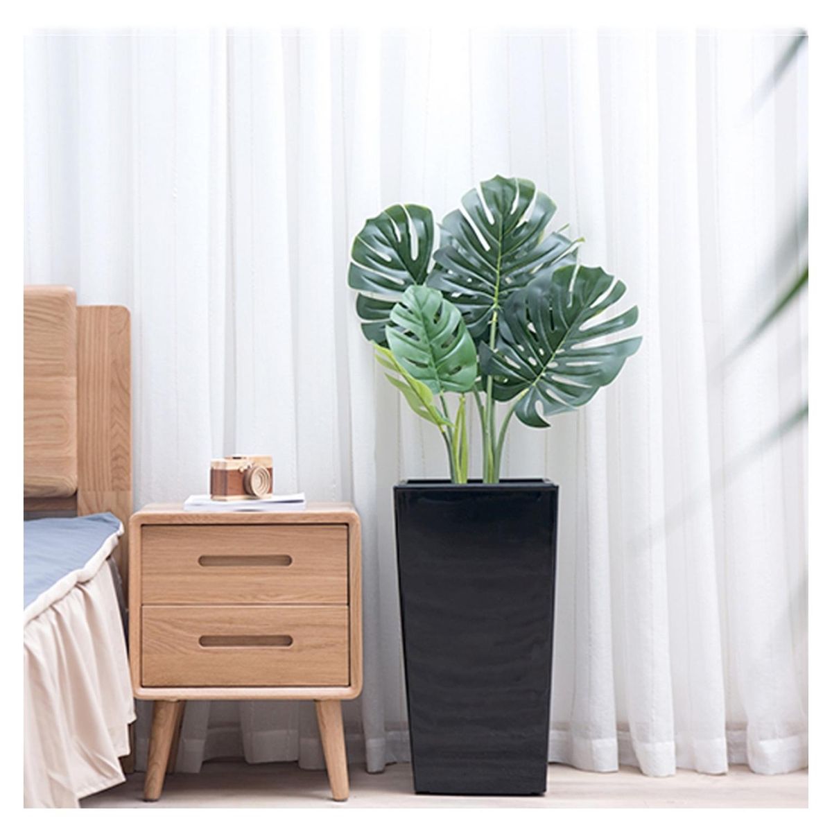 MOBII - Macetero Grande Plastico Resistete Simil Piedra 70X35X35 Cm