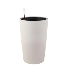 MOBII - Macetero Autorregante Grande. Simil Piedra. 60X39X39 Blanco