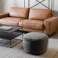 AMOBLE - Pouf Lazario Velvet Gris Oscuro Amoblé