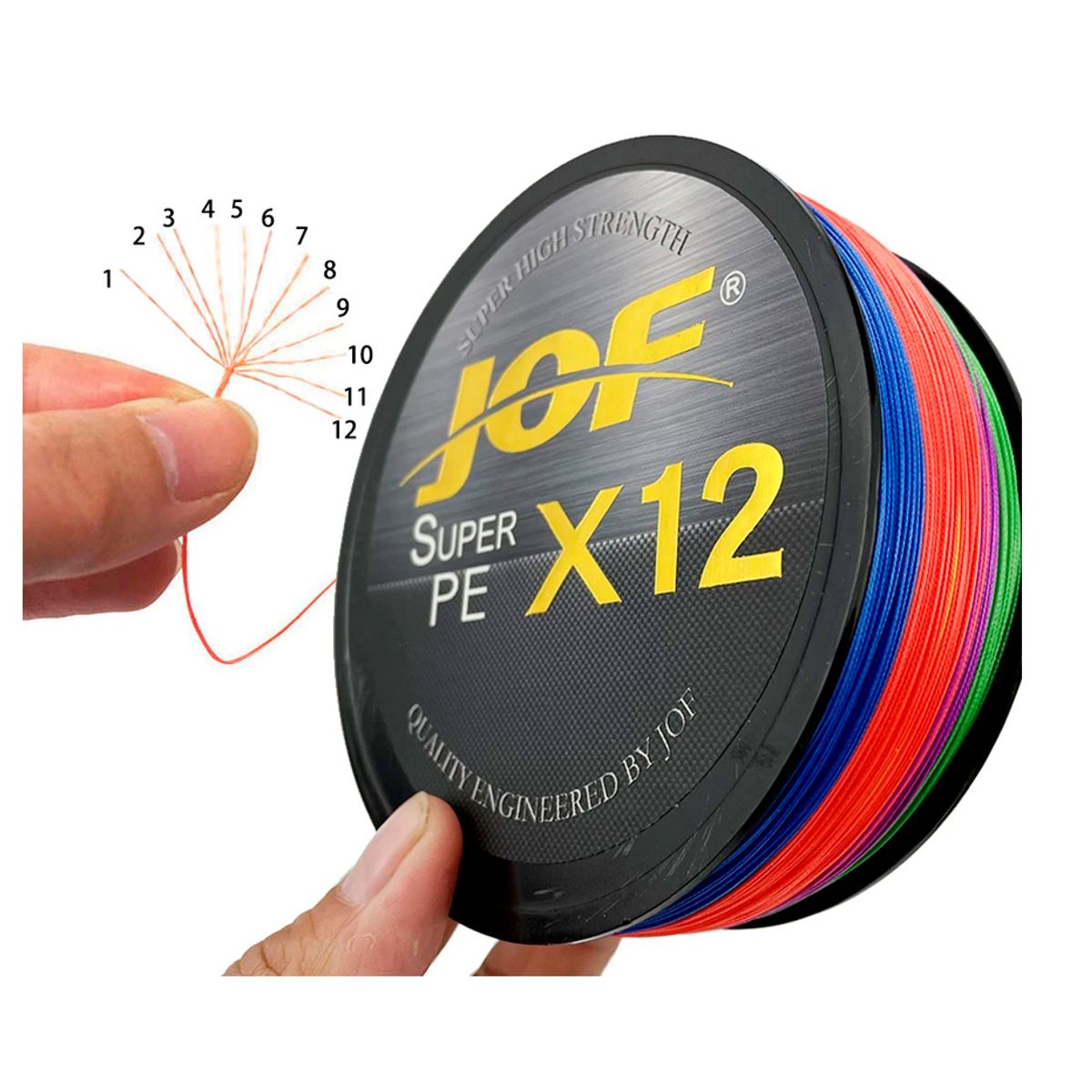 GENERICO - Hilo Pesca, 12 Hebras 0.37mm 100mt, Multifilamento Jof-línea