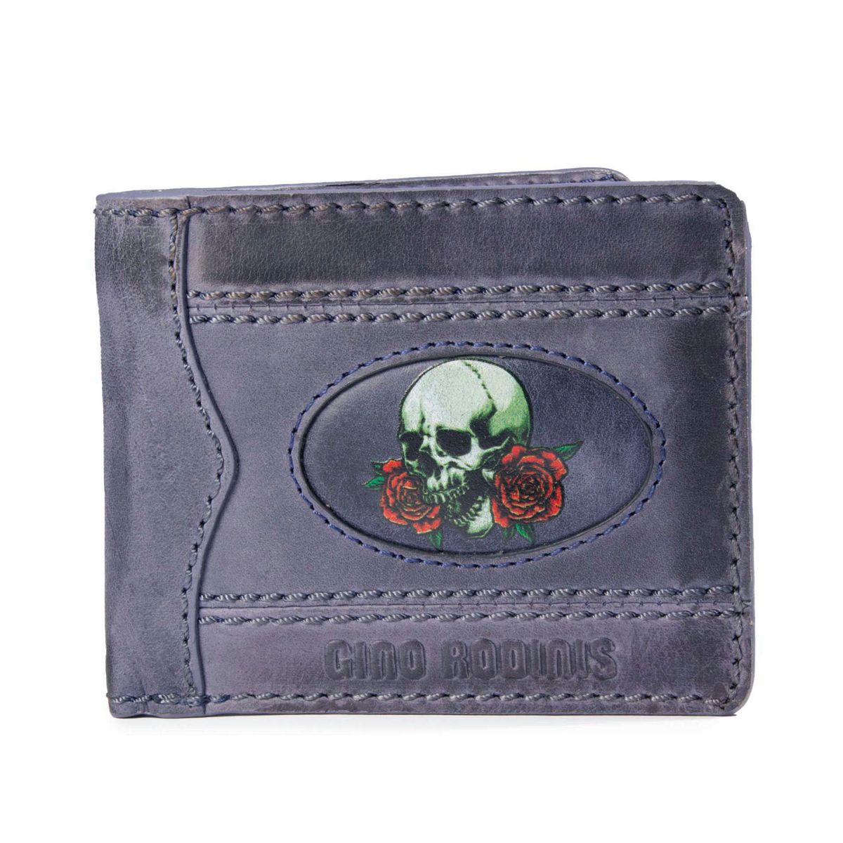 GINO RODINIS - Billetera de Cuero para Hombre Coco 992.2 Calavera