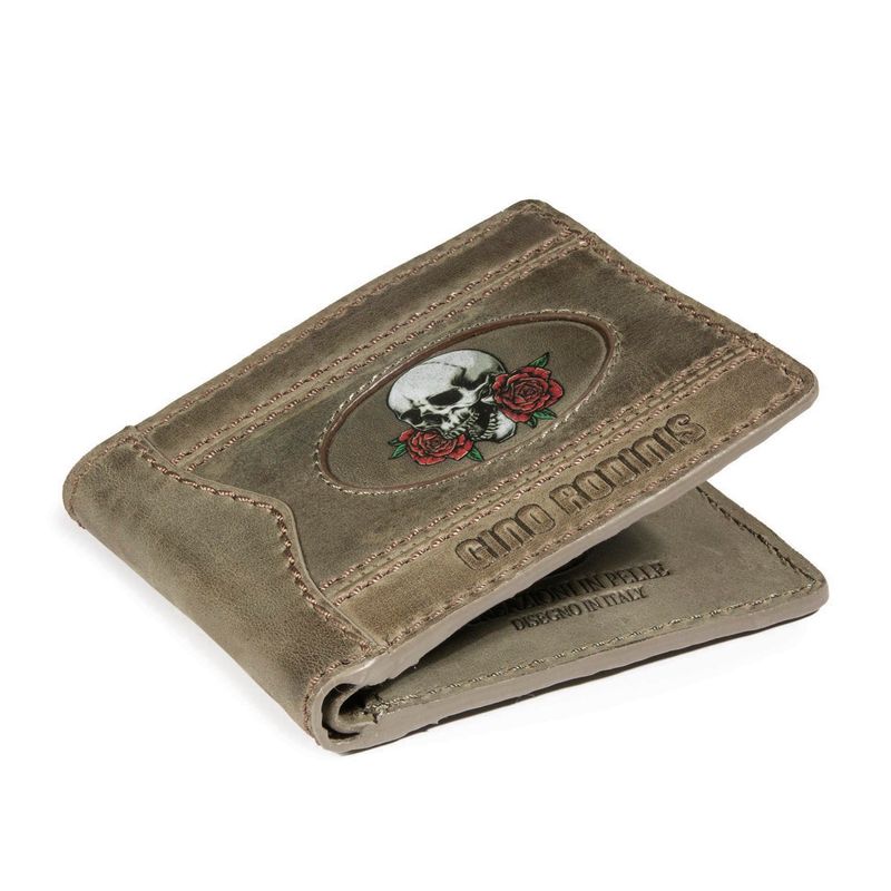 GINO RODINIS - Billetera de Cuero para Hombre Coco 992.2 Calavera