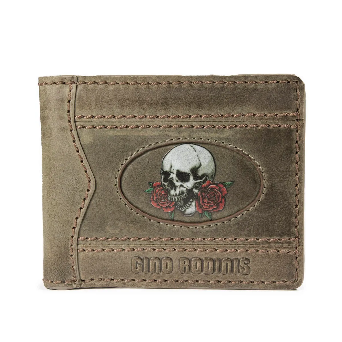 GINO RODINIS - Billetera de Cuero para Hombre Coco 992.2 Calavera