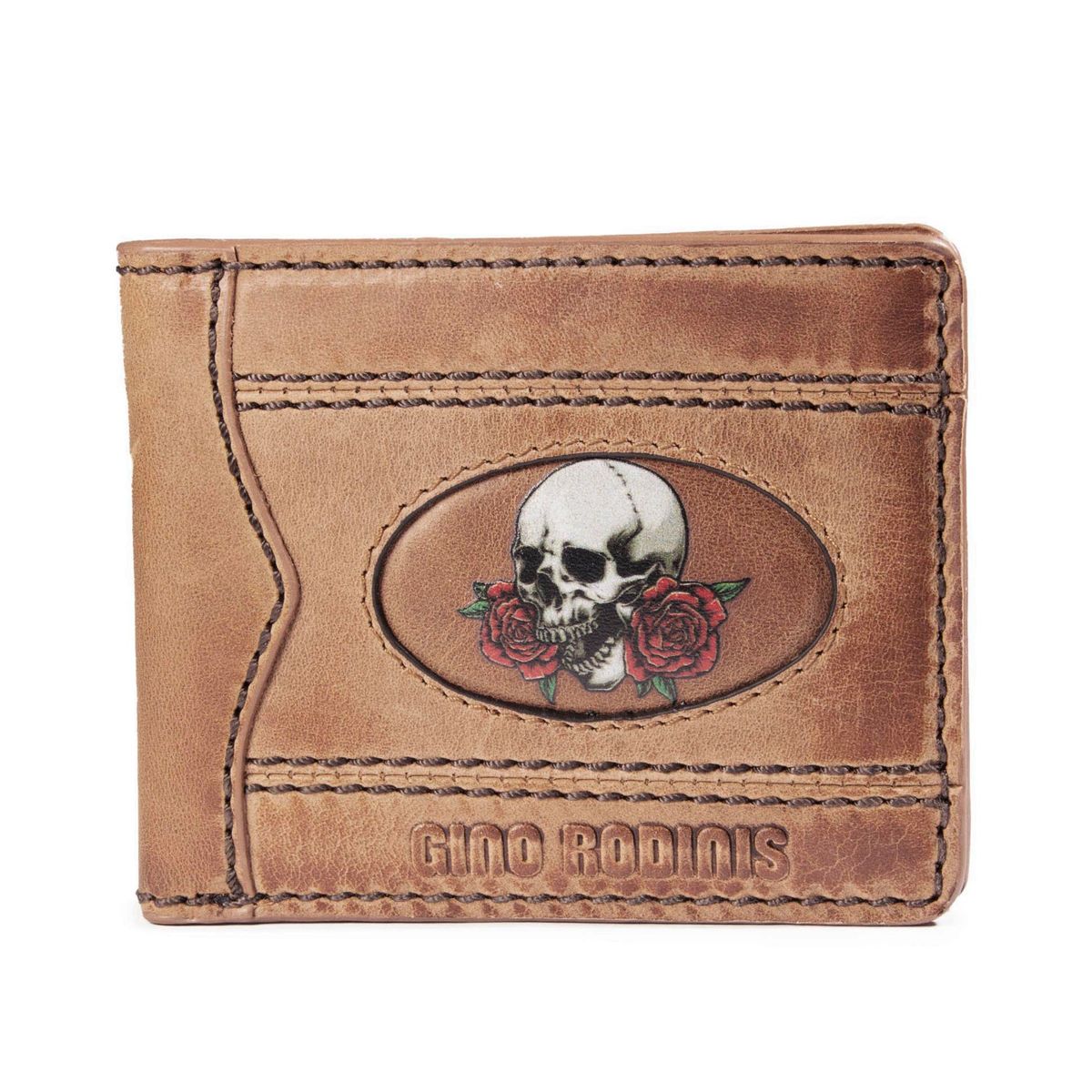 GINO RODINIS - Billetera de Cuero para Hombre Coco 992.2 Calavera