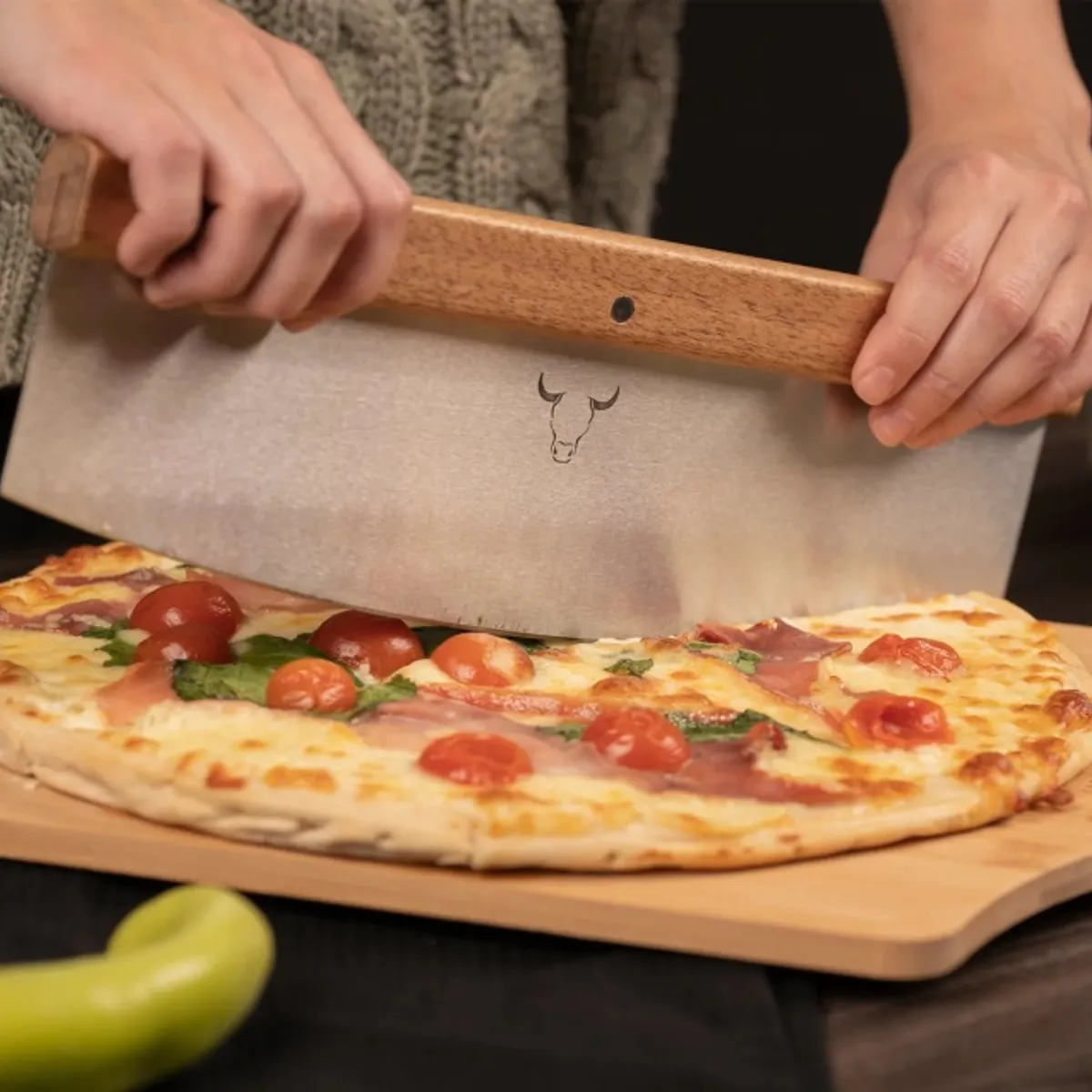 WAYU - Cortador De Pizza Madera Y Filo Acero 35cm Wayu