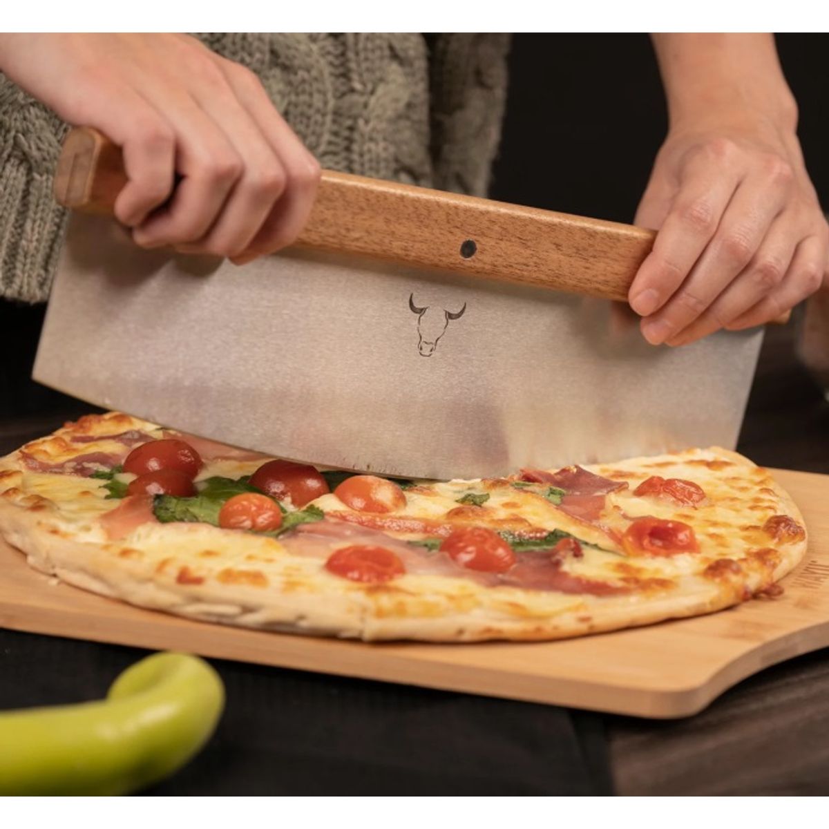 WAYU - Cortador De Pizza Madera Y Filo Acero 35cm Wayu
