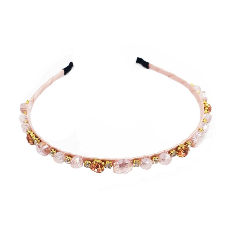 VANE COLLECTION - Cintillo mujer fino cristales color damasco y rosado