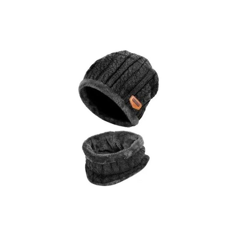 OMAS - Conjunto Gorro Y Cuello De Lana GRIS- Invierno - Escolar