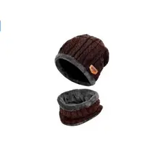 OMAS - Conjunto Gorro Y Cuello De Lana Marrón - Invierno - Escolar