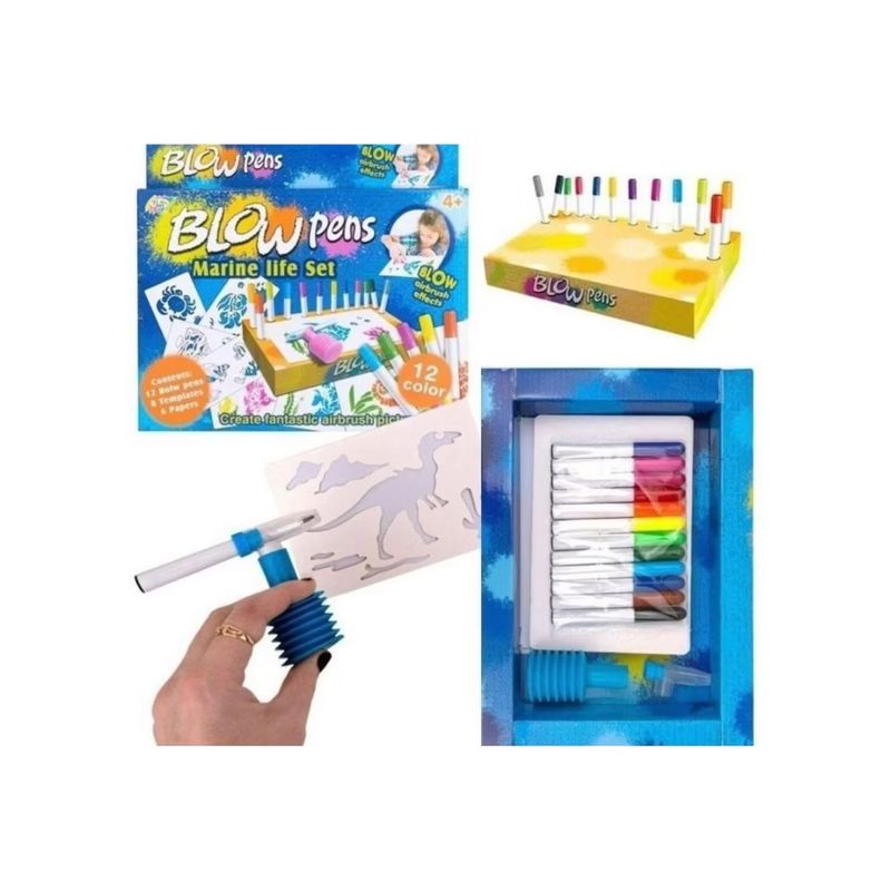 GENERICO - Set Aero-plumones Para Niños Blow Pens 12