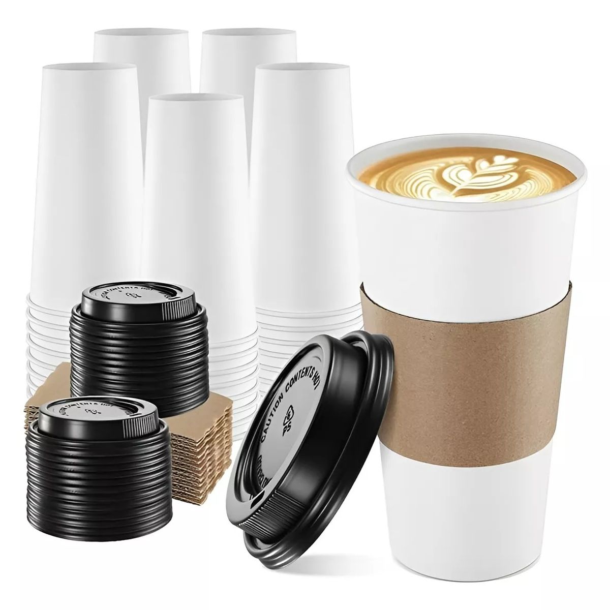 Pasteleria - Vaso Cafe Polipapel Vasos Kraft Vaso Ctapa+manga 16oz 100und