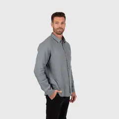 BUBBA - Linen Shirt Light Grey Black
