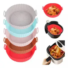 GENERICO - Set X2 Bandeja Silicona Freidora Aire Redonda Airfryer Vari
