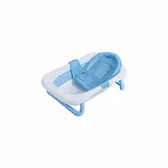 BABYMINE - Bañera Plegable Bebé Con Malla Para Baño Azul