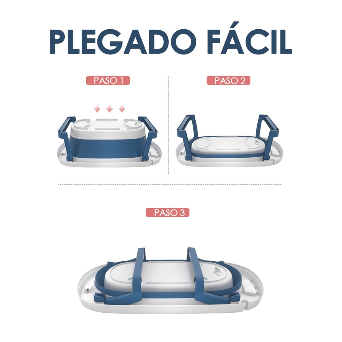 BABYMINE - Bañera Plegable Bebé Con Termometro y Cojín Azul BABYMINE