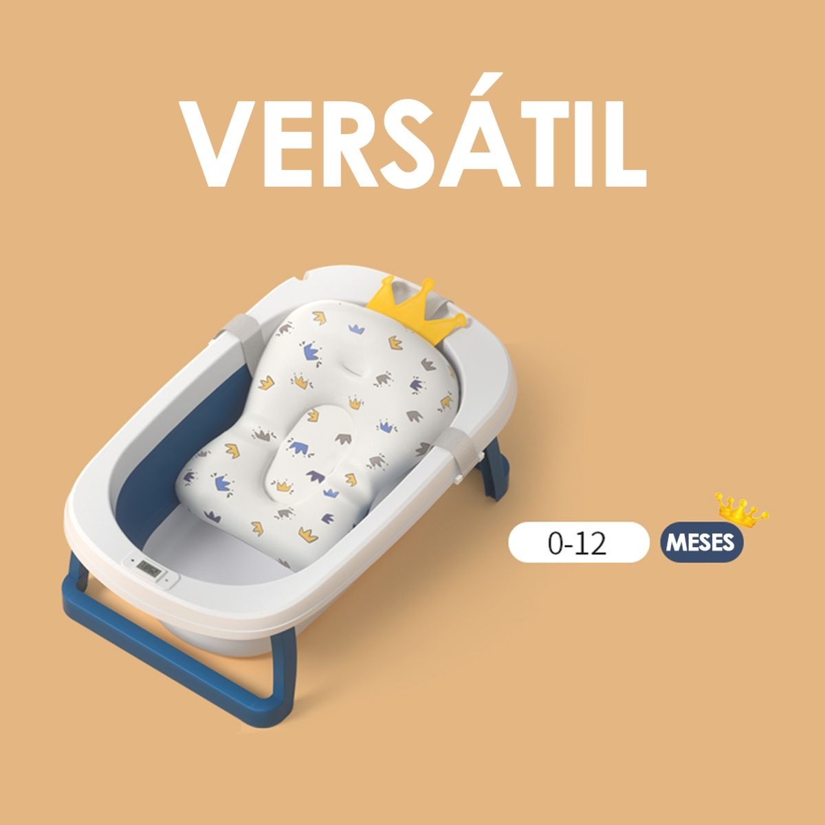 BABYMINE - Bañera Plegable Bebé Con Termometro y Cojín Rojo BABYMINE