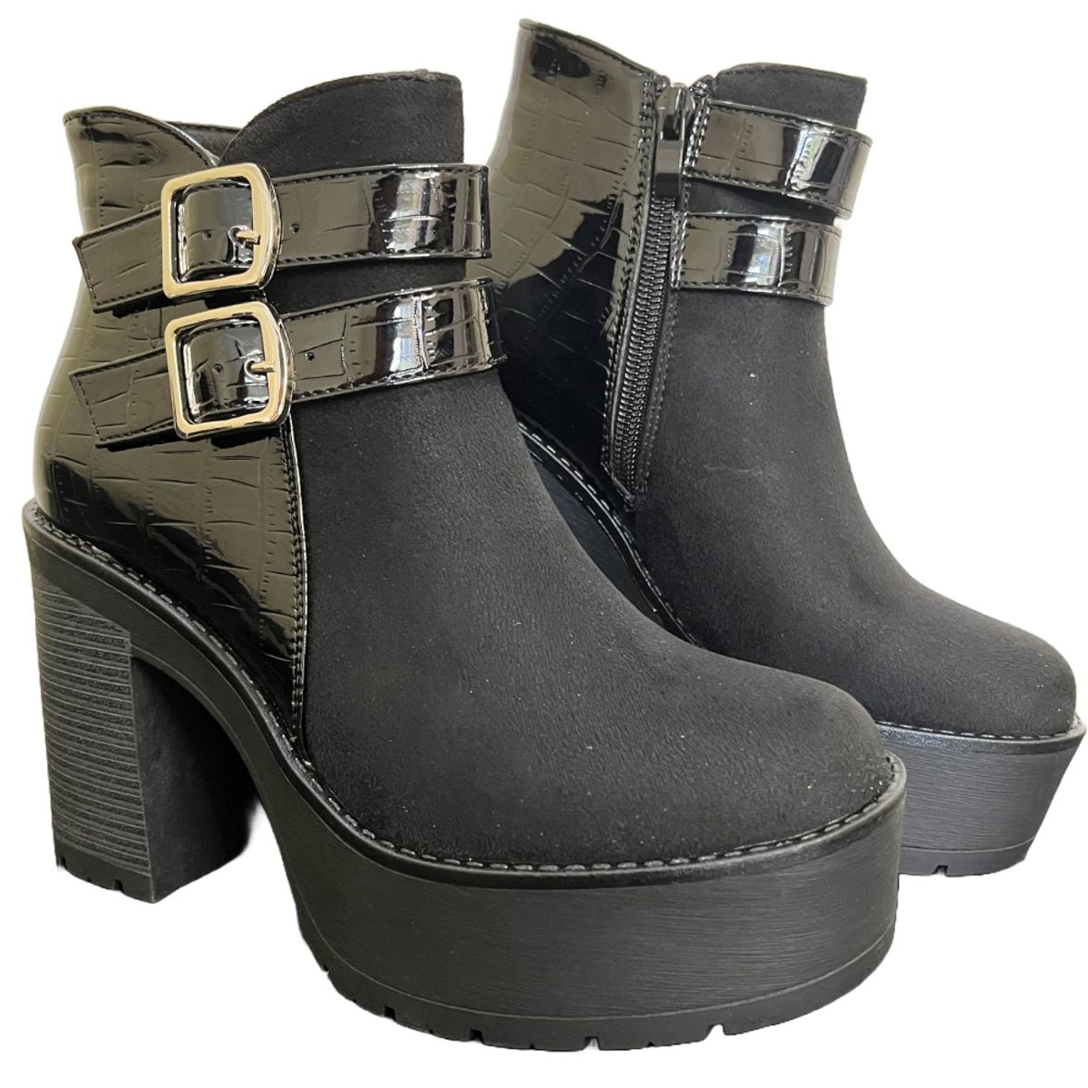 NO LOGO - Botín plataforma negro