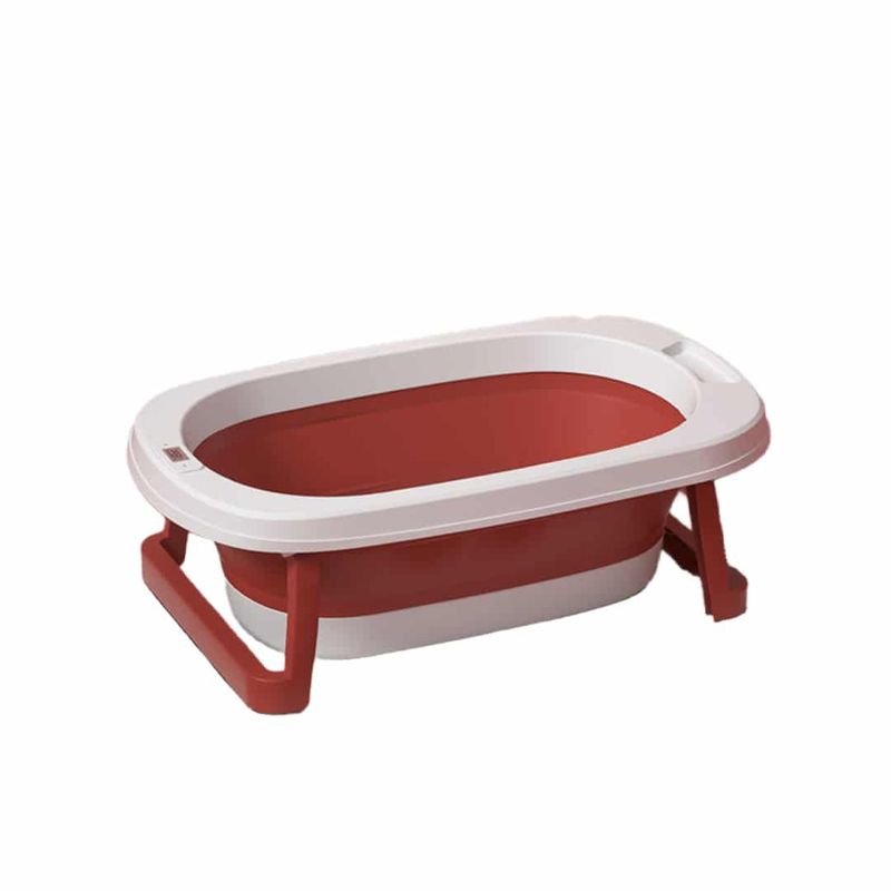 BABYMINE - Bañera Plegable Bebé Con Termometro y Mas Rojo BABYMINE