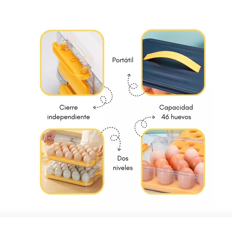 GENERICO - Organizador De Huevos Caja Para 46 Und Huevera Portahuevos