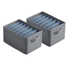 DEKANO - Pack 2 Cajas De Almacenamiento Para Vaqueros Suéter Gris