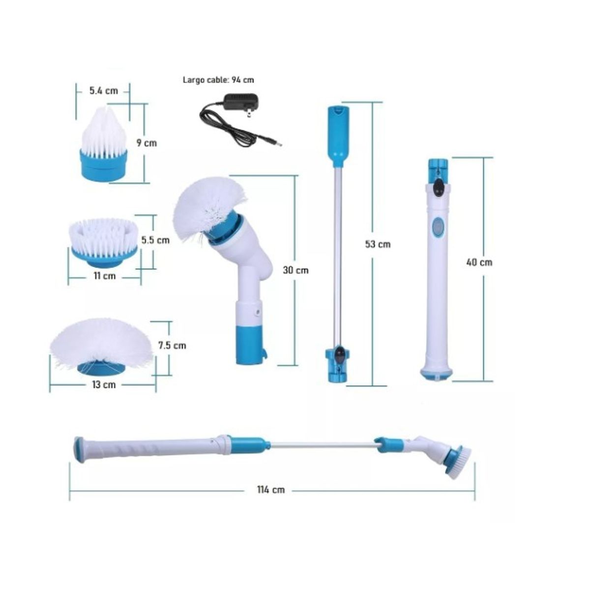 GENERICO - Cepillo De Limpieza Eléctrico Cepillo Recargable Extensible