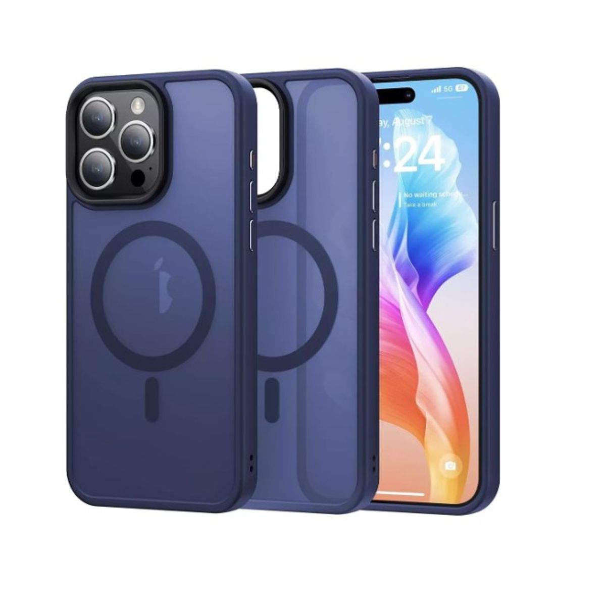 GENERICO - Carcasa Mate Para iPhone 13 Pro Funda Magnética Traslucida Azul Marino