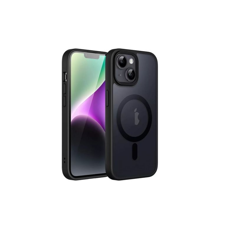 GENERICO - Carcasa Mate Para iPhone 14 Funda Magnética Traslucida Negro