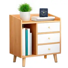 DETODOYMAS - Velador 2 Niveles 3 Cajones 62cm ChicHome - Café