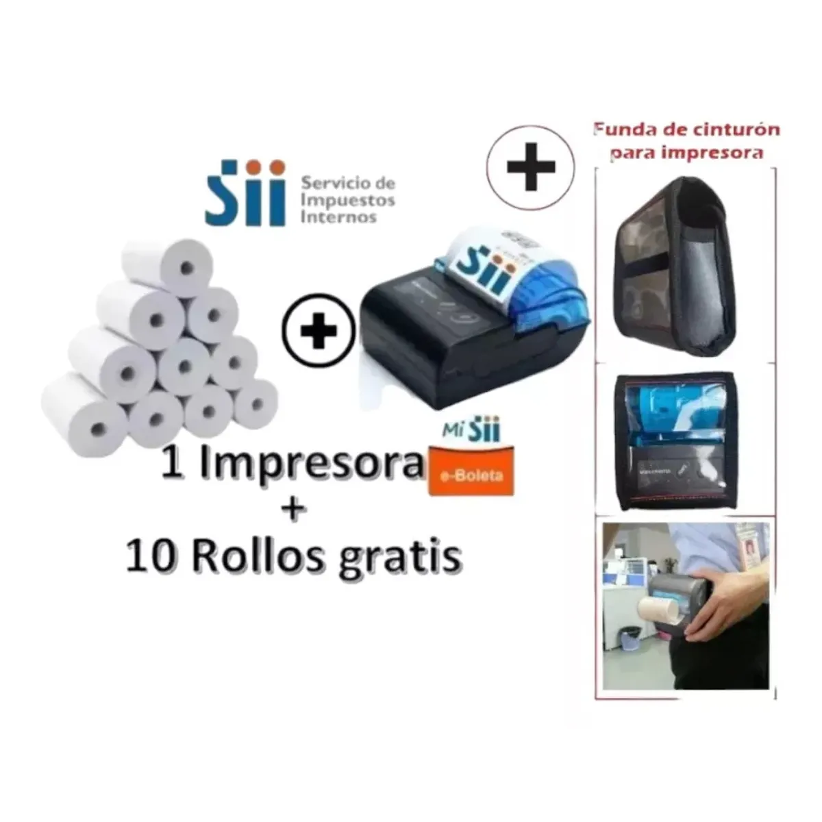 GENERICO - Mini Impresora Térmica Sii E-boleta, 58mm + 10 Rollos