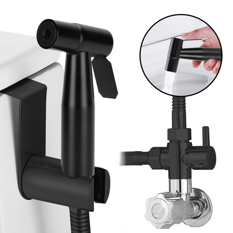 REBONEC - Ducha Bidet Arabe Llave Flexible Wc Baño Acero Inox Acabado Negro